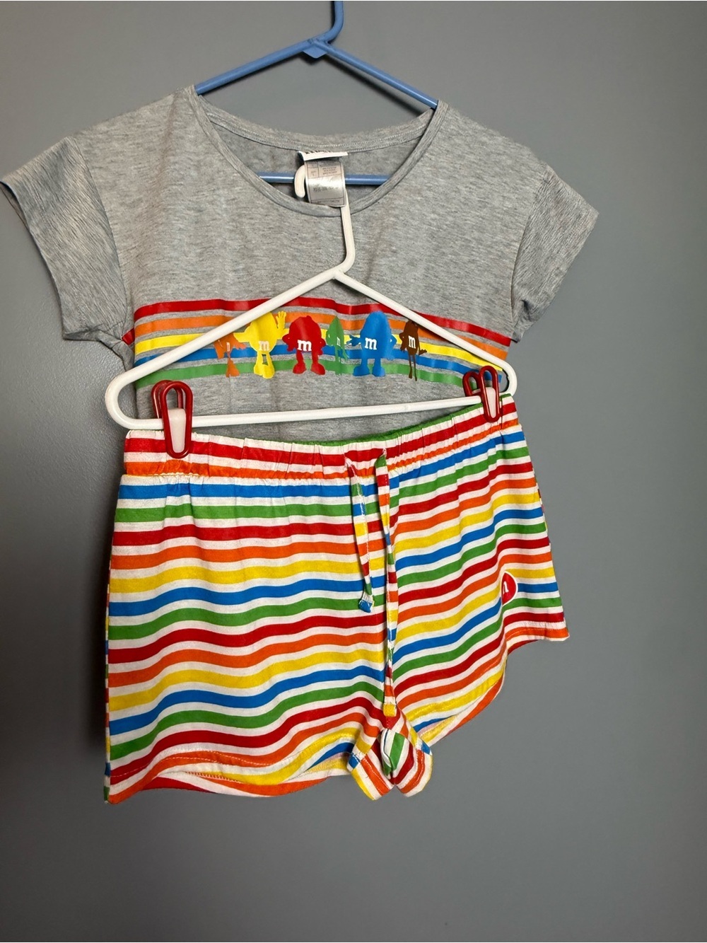 M&M's 2 Pc Summer Pajama Set Vibrant Rainbow 🌈 Womens Sz L